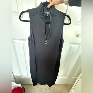 Ralph Lauren Black Zip-Neck Mini Dress